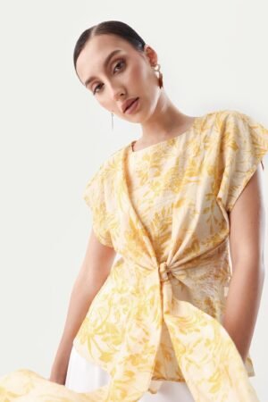 Rareism Women's Nuand Beige Viscose Blend V-Neck Regular Fit Top